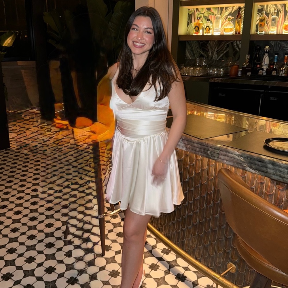 House of CB Ivory Satin Mini Dress